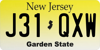NJ license plate J31QXW