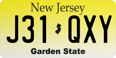 NJ license plate J31QXY