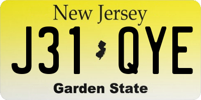 NJ license plate J31QYE