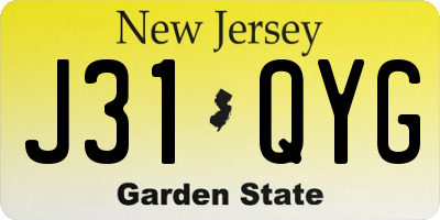 NJ license plate J31QYG