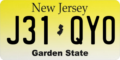 NJ license plate J31QYO