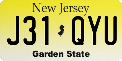 NJ license plate J31QYU