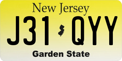 NJ license plate J31QYY