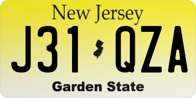 NJ license plate J31QZA