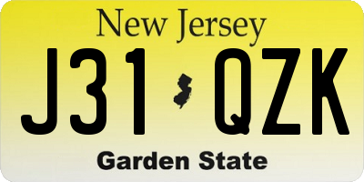 NJ license plate J31QZK