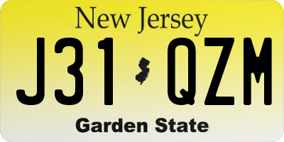 NJ license plate J31QZM