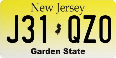 NJ license plate J31QZO