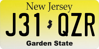 NJ license plate J31QZR