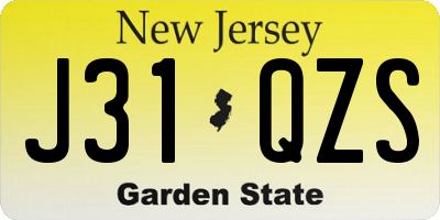 NJ license plate J31QZS