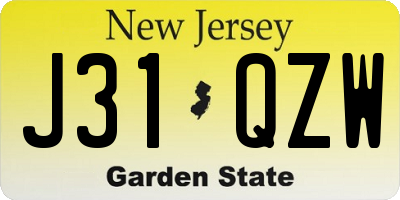 NJ license plate J31QZW