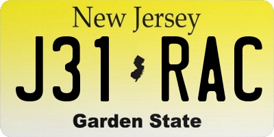 NJ license plate J31RAC