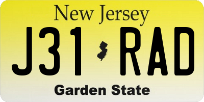 NJ license plate J31RAD