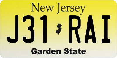 NJ license plate J31RAI