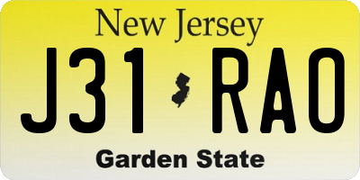 NJ license plate J31RAO
