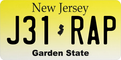 NJ license plate J31RAP
