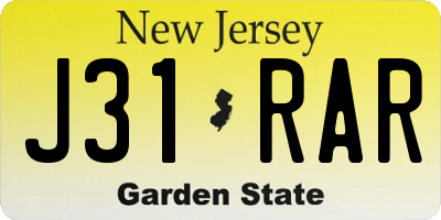 NJ license plate J31RAR
