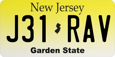 NJ license plate J31RAV