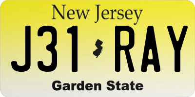 NJ license plate J31RAY
