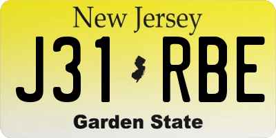 NJ license plate J31RBE