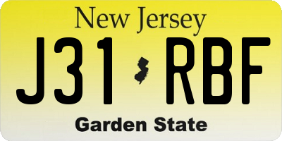 NJ license plate J31RBF