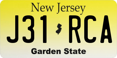 NJ license plate J31RCA