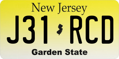 NJ license plate J31RCD