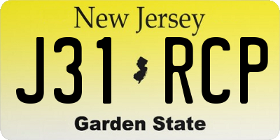 NJ license plate J31RCP