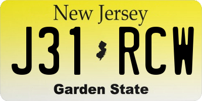 NJ license plate J31RCW