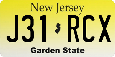 NJ license plate J31RCX