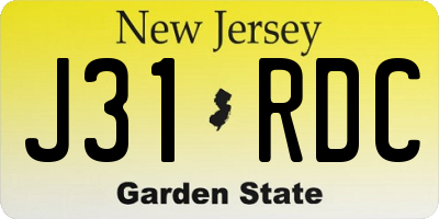 NJ license plate J31RDC