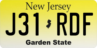 NJ license plate J31RDF