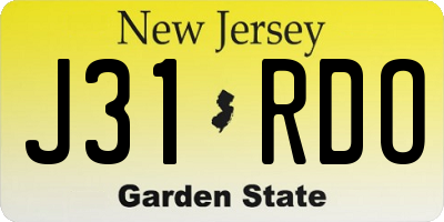 NJ license plate J31RDO