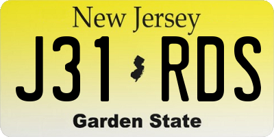 NJ license plate J31RDS