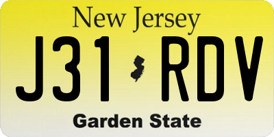 NJ license plate J31RDV