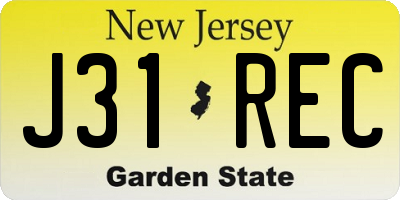 NJ license plate J31REC