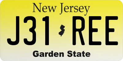 NJ license plate J31REE