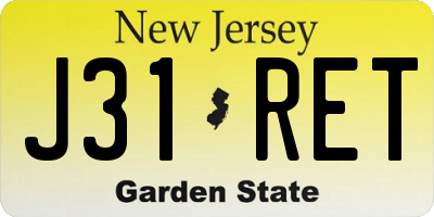 NJ license plate J31RET
