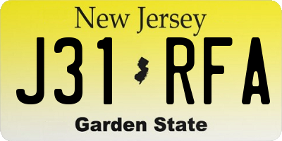 NJ license plate J31RFA