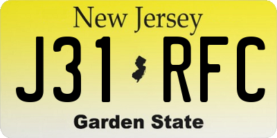 NJ license plate J31RFC