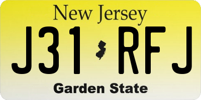 NJ license plate J31RFJ