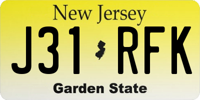 NJ license plate J31RFK