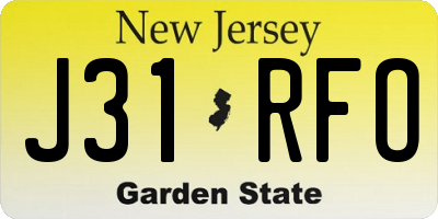 NJ license plate J31RFO