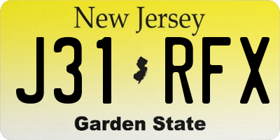 NJ license plate J31RFX