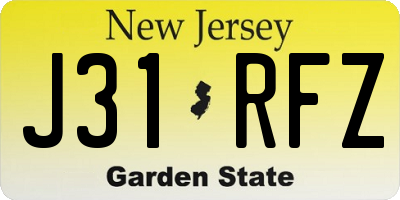 NJ license plate J31RFZ