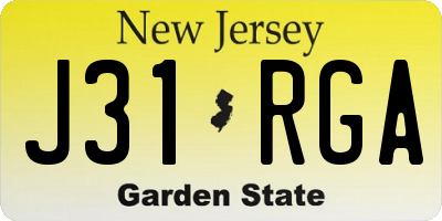 NJ license plate J31RGA