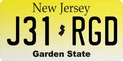 NJ license plate J31RGD