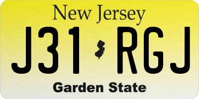 NJ license plate J31RGJ