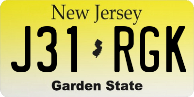 NJ license plate J31RGK