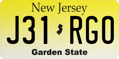 NJ license plate J31RGO