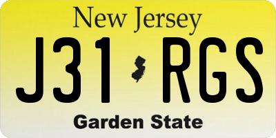 NJ license plate J31RGS
